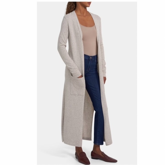 Theory Torino Cashmere Long Cardigan in Mineral Grey. - Picture 2 of 8